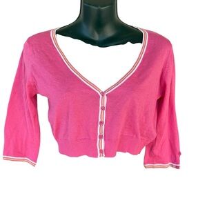Mary Lucille women’s 100% cotton pink cropped v neck button down cardigan
